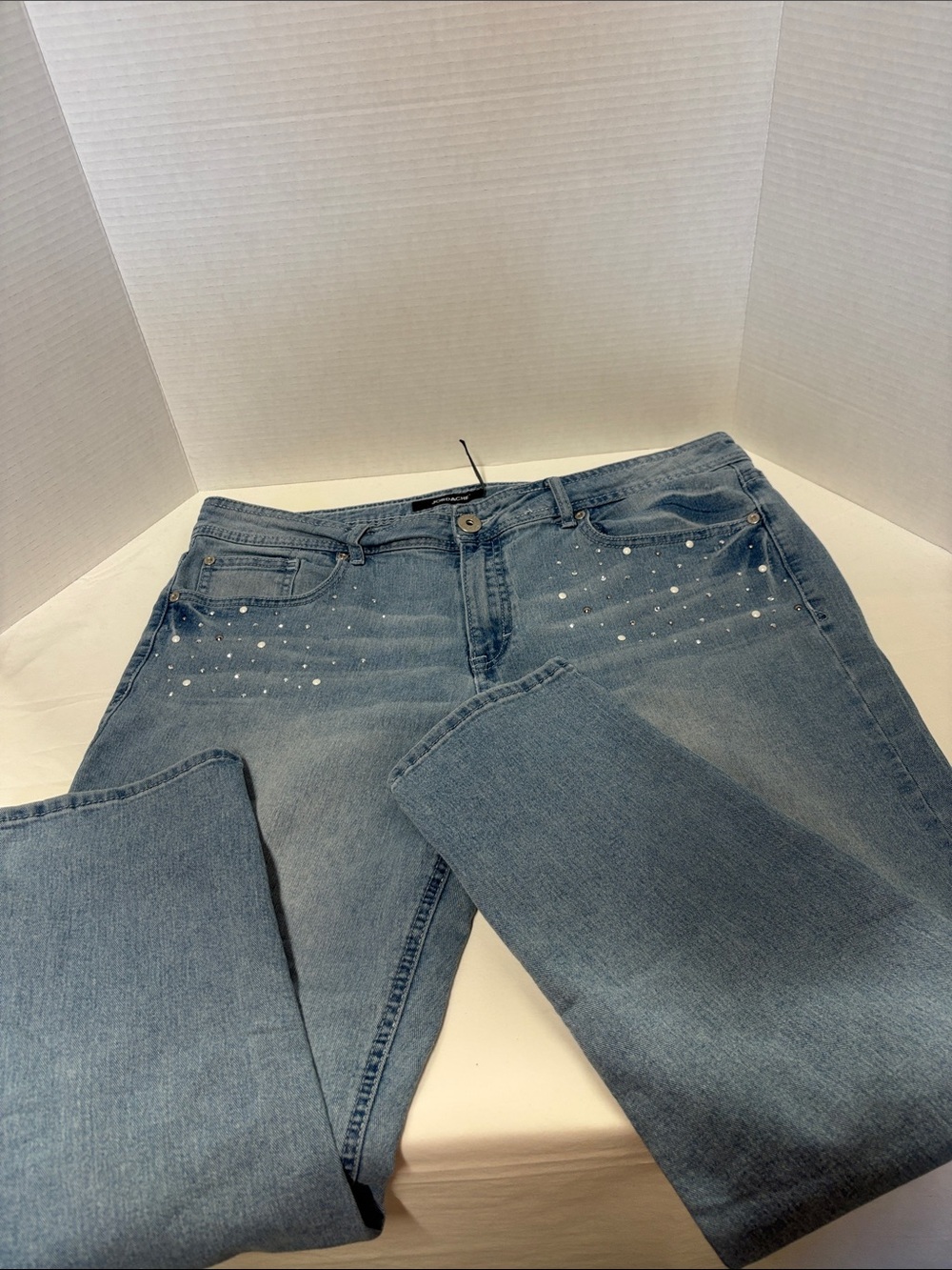 Jordache Light Blue Straight Leg Jeans with Silver Stud Accents
